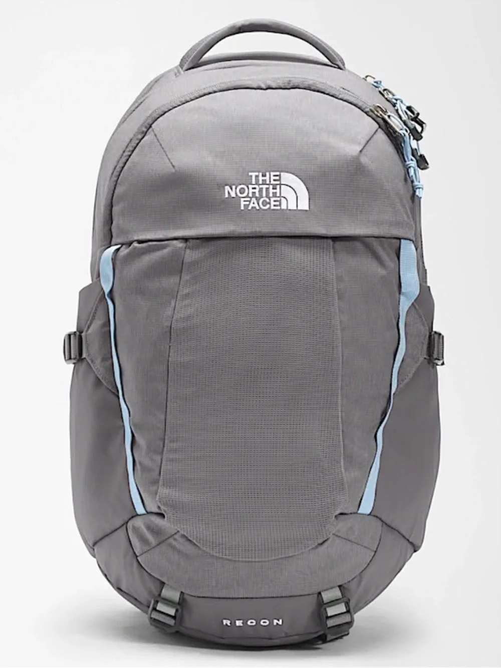The North Face Gray Backpack with Light Blue Accents